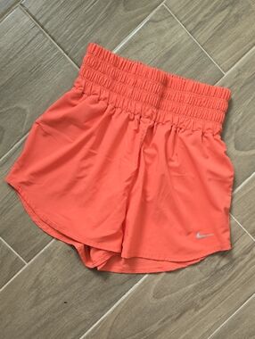 Nike Women’s Coral-Orange High-Waist Athletic Shorts